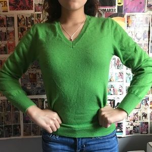 green sweater
